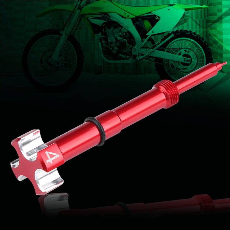 Air Fuel Mixture Screw 1pc Red Precision CNC Machined Aluminum Screw - Anodized Rust-proof Durable Screw with O-ring for Keihin FCR FCRMX 4-stroke Motorcycle Carburetor Tuning - Image 3