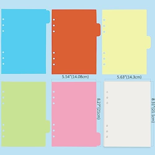 Harphia A7 6 Holes Binder Refill Value Set, 90sheets Plain Blank Loose Leaf Paper with Stickers and dividers, Planner Inserts with Binder Pockets for A7 Binder 6 Holes refillable Notebook,005dA7blank - Image 4