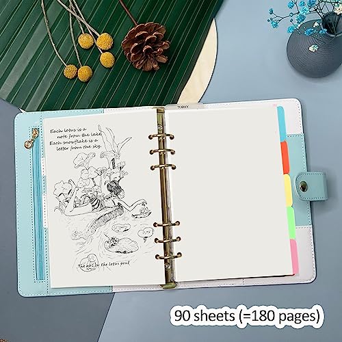 Harphia A7 6 Holes Binder Refill Value Set, 90sheets Plain Blank Loose Leaf Paper with Stickers and dividers, Planner Inserts with Binder Pockets for A7 Binder 6 Holes refillable Notebook,005dA7blank - Image 5