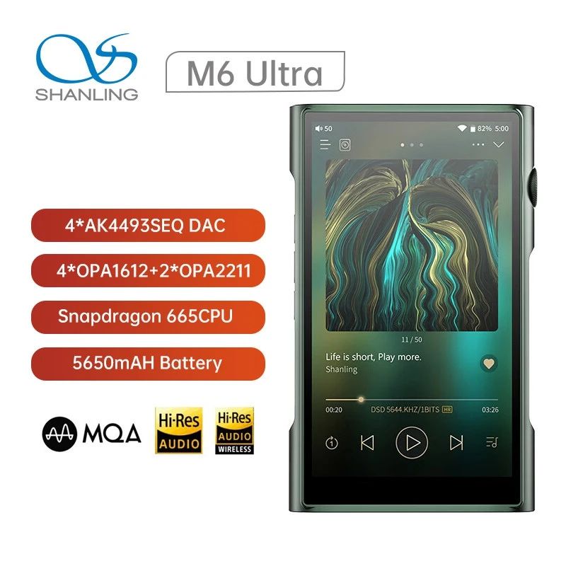 Shanling M6 Ultra Portable Hi-Res Player M6U Bluetooth 5.0 4x Ak4493seq DAC 32bit/768kHz Dsd512 Balanced, Blue - Image 2