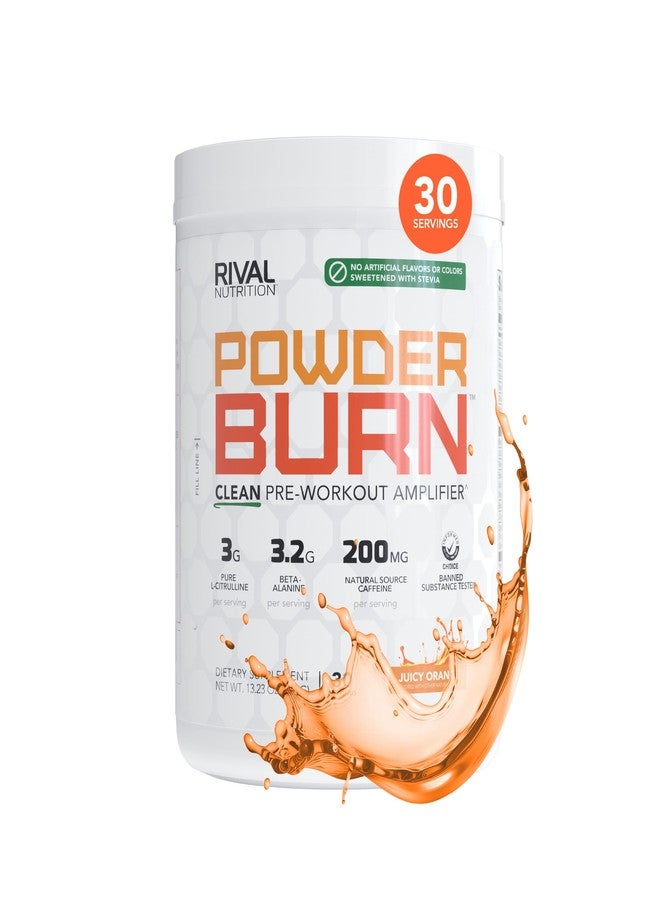 RIVAL NUTRITION مسحوق ريفال نيوترشن بيرن كلين قبل التمرين للرجال والنساء - بنكهة البرتقال، 30 حصة | خالٍ من المكونات الاصطناعية، 3 غرام من إل-سيترولين، 3.2 غرام من بيتا-ألانين، 200 ملغ من مسحوق مشروب الطاقة بالكافيين الطبيعي - Image 1