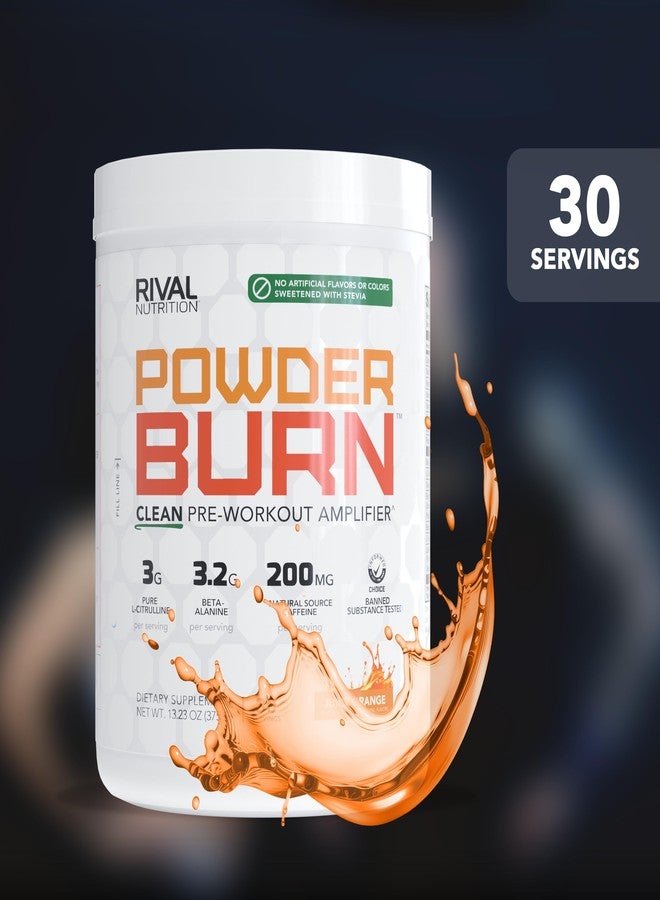 RIVAL NUTRITION مسحوق ريفال نيوترشن بيرن كلين قبل التمرين للرجال والنساء - بنكهة البرتقال، 30 حصة | خالٍ من المكونات الاصطناعية، 3 غرام من إل-سيترولين، 3.2 غرام من بيتا-ألانين، 200 ملغ من مسحوق مشروب الطاقة بالكافيين الطبيعي - Image 2