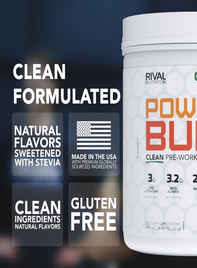 RIVAL NUTRITION مسحوق ريفال نيوترشن بيرن كلين قبل التمرين للرجال والنساء - بنكهة البرتقال، 30 حصة | خالٍ من المكونات الاصطناعية، 3 غرام من إل-سيترولين، 3.2 غرام من بيتا-ألانين، 200 ملغ من مسحوق مشروب الطاقة بالكافيين الطبيعي - Image 3