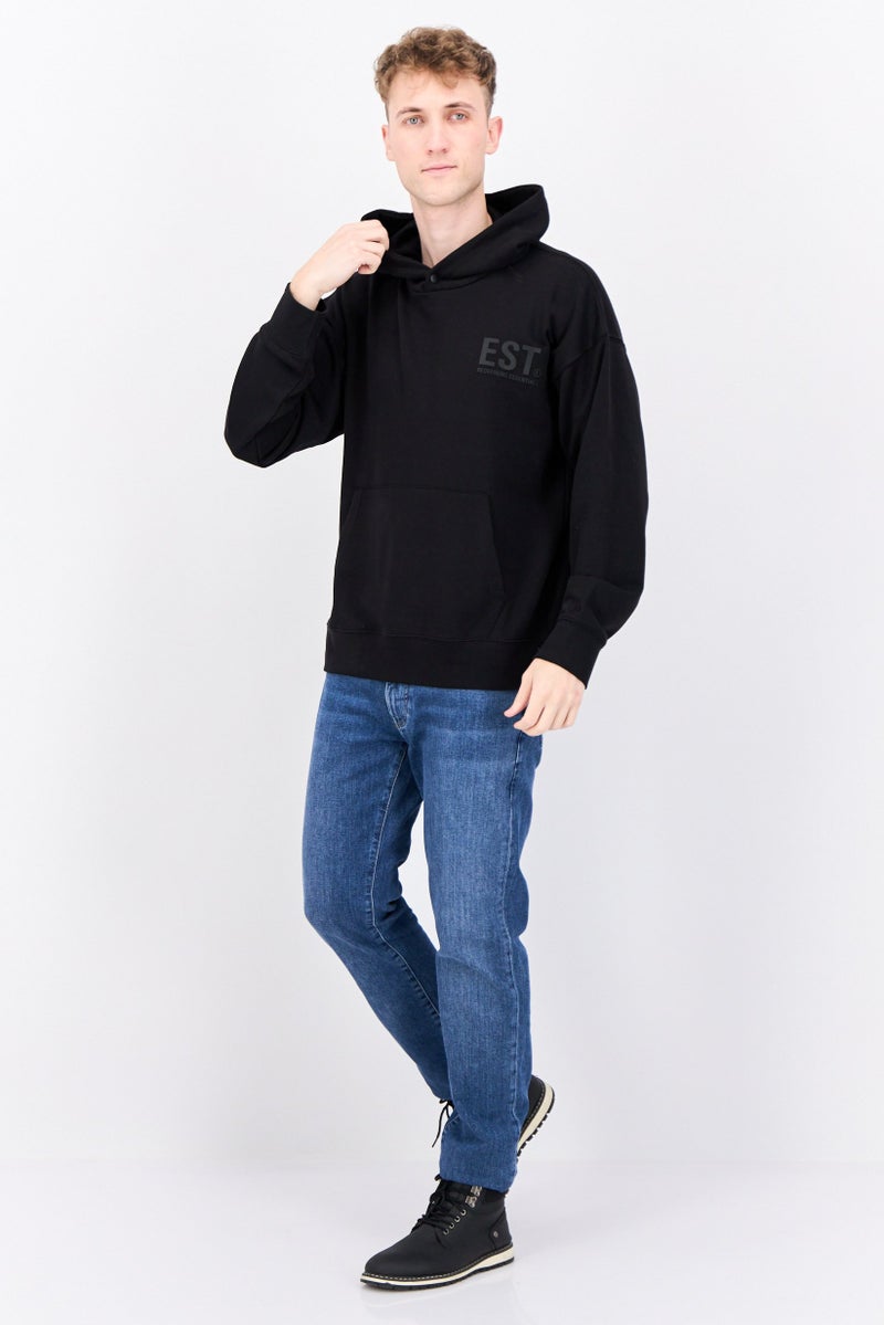 Established Redefining Essentials Men Hooded Long Sleeve Brand Logo Sweatshirt, Black - Image 4