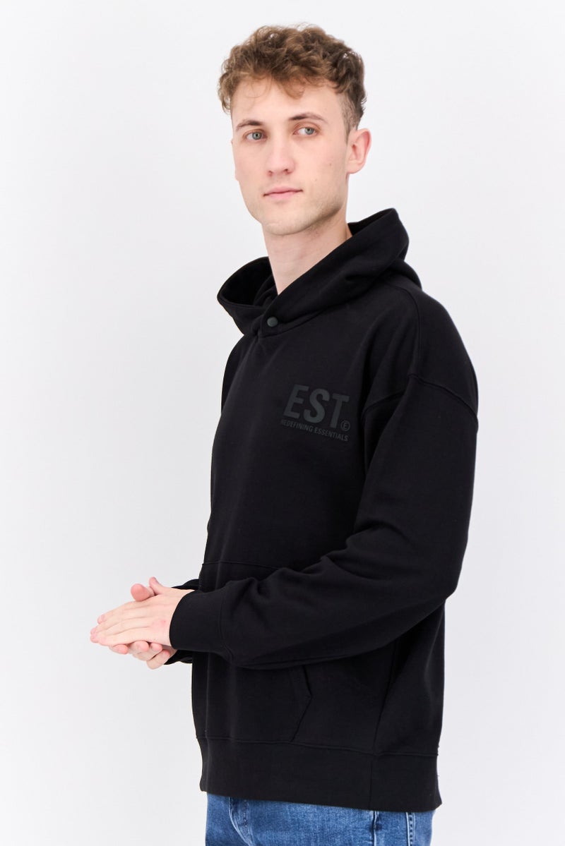 Established Redefining Essentials Men Hooded Long Sleeve Brand Logo Sweatshirt, Black - Image 2