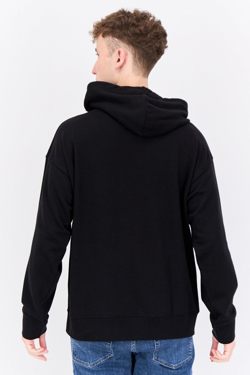 Established Redefining Essentials Men Hooded Long Sleeve Brand Logo Sweatshirt, Black - Image 3