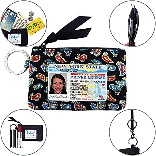 MNF Collections Lanyard with Wallet - Zip ID Case with Lanyard - ID Holder for Cash, Cards, Coin - Durable Card Holder Keychain with Zippers - Cotton Paisley Explosion - Image 3