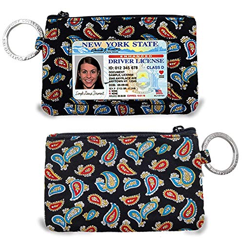 MNF Collections Lanyard with Wallet - Zip ID Case with Lanyard - ID Holder for Cash, Cards, Coin - Durable Card Holder Keychain with Zippers - Cotton Paisley Explosion - Image 2