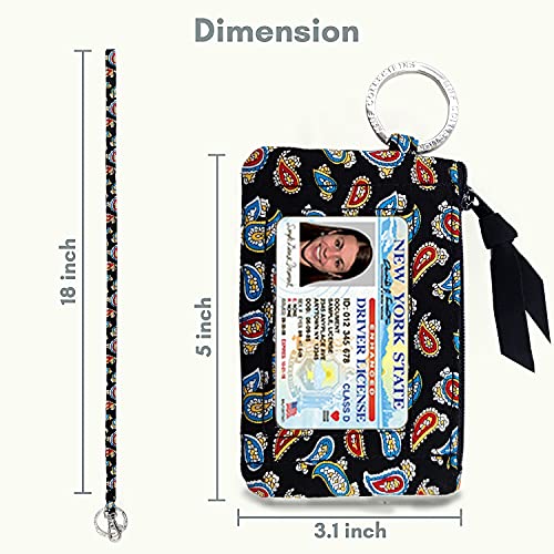 MNF Collections Lanyard with Wallet - Zip ID Case with Lanyard - ID Holder for Cash, Cards, Coin - Durable Card Holder Keychain with Zippers - Cotton Paisley Explosion - Image 4