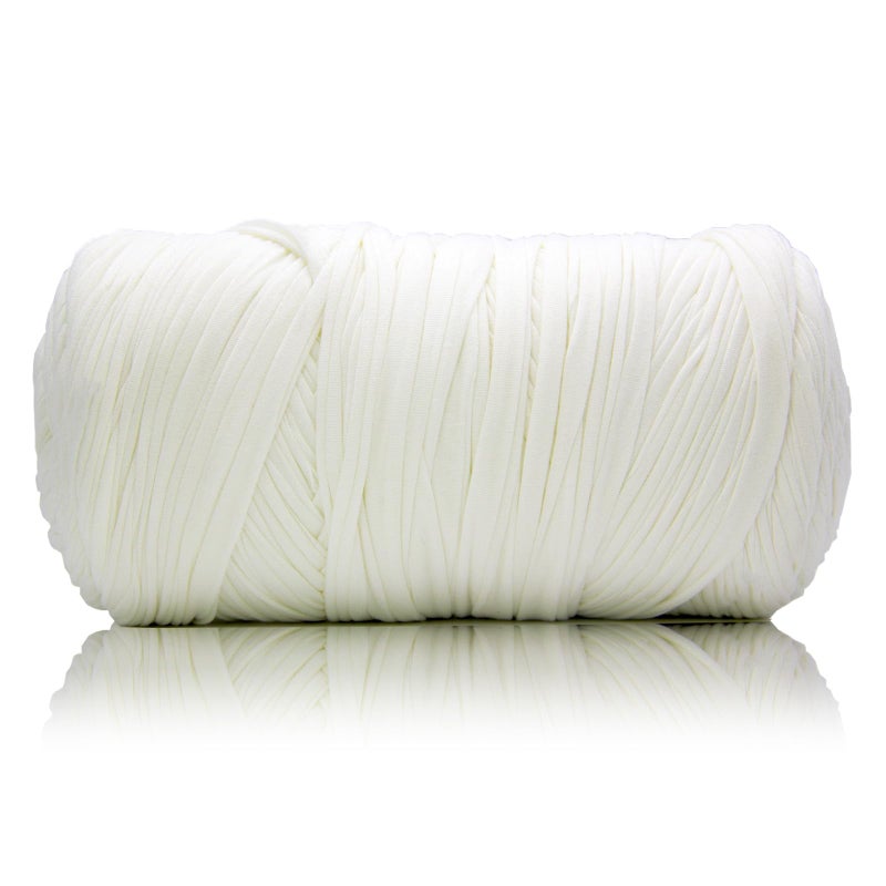 MSyarn 400g T Shirt Yarn Tshirt Crochet Yarn for Crocheting BagCraft ProjectHome Decor 141oz400g 120yd110m Crochet with Polyester Spandex Blend Stretch FabricMilk White