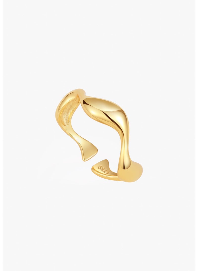 Raia Undertide Open Ring - S925 Silver Plated with 18K Gold - Image 1