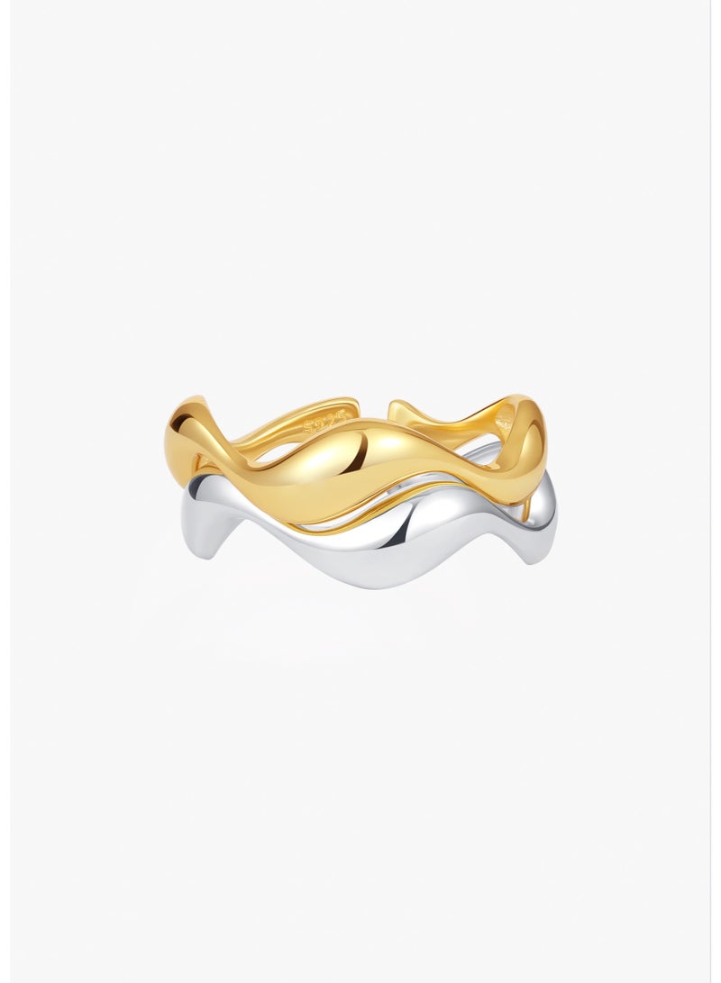 Raia Undertide Open Ring - S925 Silver Plated with 18K Gold - Image 2
