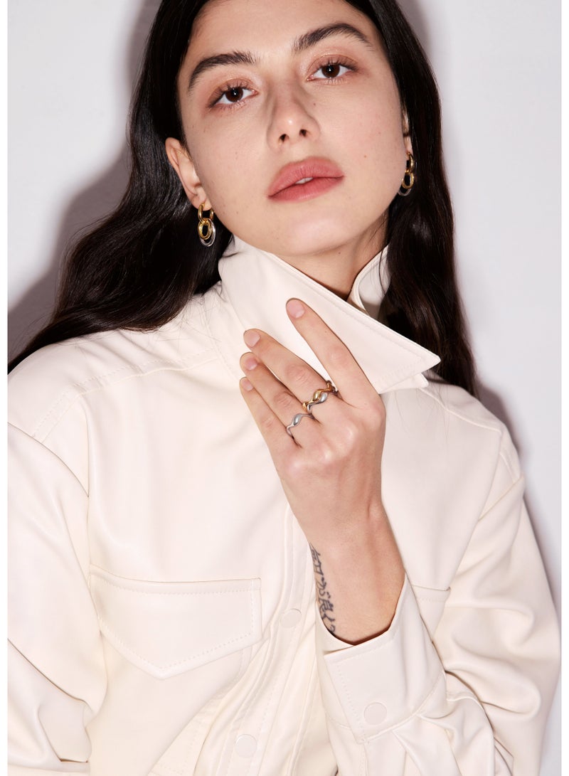 Raia Undertide Open Ring - S925 Silver Plated with 18K Gold - Image 3