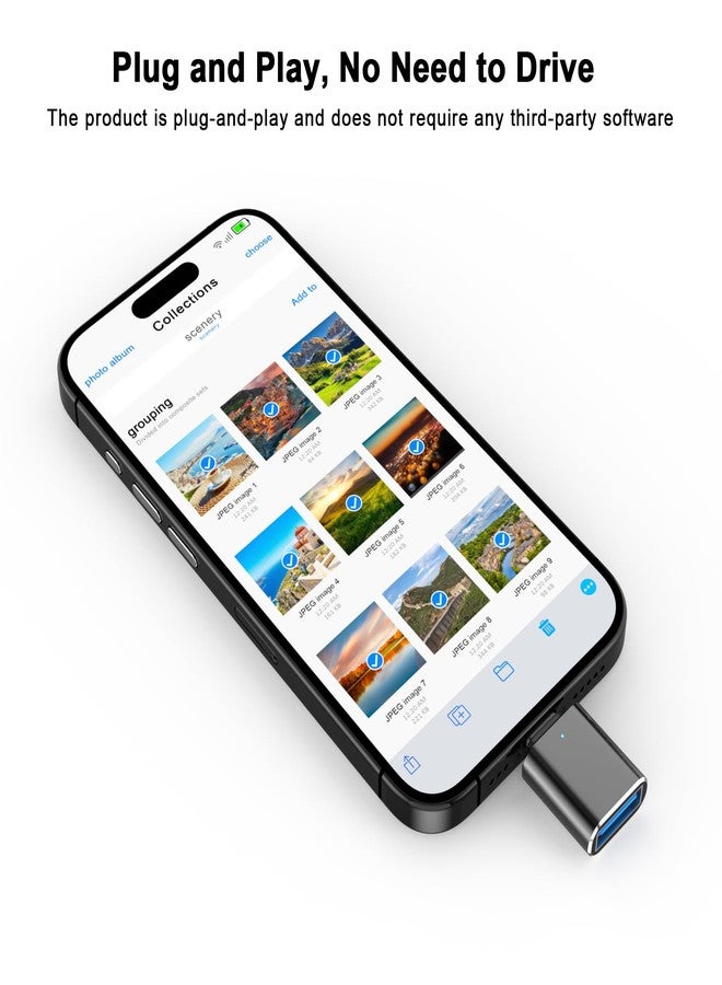 esbeecables [MFi Certified] USB C Male to USB3.0 Female OTG Adapter, Portable Type C to USB Camera Adapter OTG Data Sync Connector for iPhone 15/15 Plus/15 Pro/15 Pro Max, iPad Proi, Galaxy S23/S22, Black - Image 4