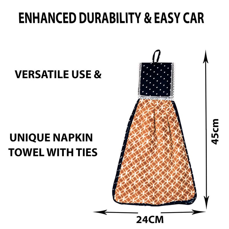 Kuber Industries Kuber Industries Napkin | Washbasin Hanging Napkin | Kitchen Towel with Ties | Circle Napkin for Bathroom | Hand Towel for Kitchen | Pack of 3 | Golden  - Image 3