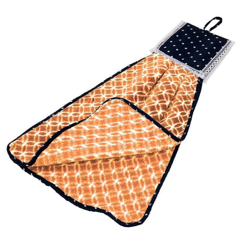 Kuber Industries Kuber Industries Napkin | Washbasin Hanging Napkin | Kitchen Towel with Ties | Circle Napkin for Bathroom | Hand Towel for Kitchen | Pack of 3 | Golden  - Image 2