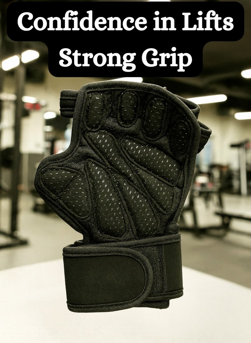 VOLTIV Weightlifting Gloves with 30cm Wrist Wraps – Strong Grip, Anti-Slip Padded Palm, Heavy Duty Velcro, Breathable Open-Finger Gym Gloves for Powerlifting, Bodybuilding & CrossFit - Image 2