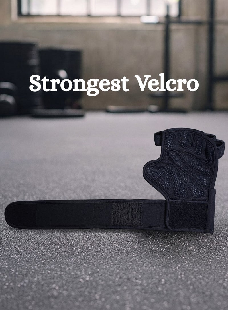 VOLTIV Weightlifting Gloves with 30cm Wrist Wraps – Strong Grip, Anti-Slip Padded Palm, Heavy Duty Velcro, Breathable Open-Finger Gym Gloves for Powerlifting, Bodybuilding & CrossFit - Image 4