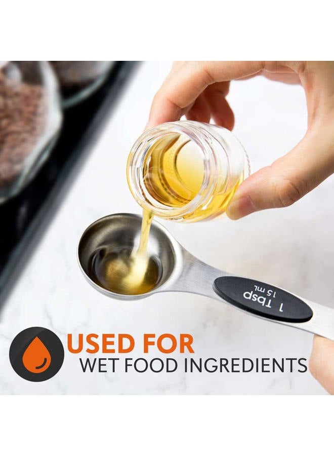 NutriChef 6-Piece Magnetic Measuring Spoon Set - Stainless Steel Stackable Dual Sided Nesting Teaspoon to Tablespoon For Dry & Liquid Ingredients, Stylish, Rustproof & Easy-to-Clean - NCMMS8 - Image 4