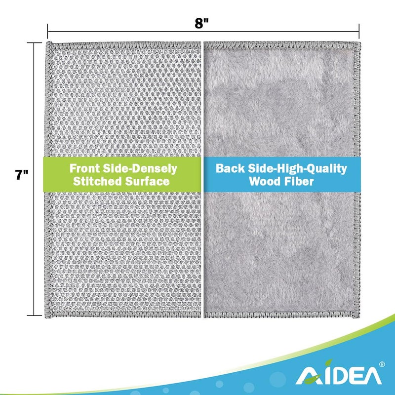 AIDEA Non Scratch Wire Dishcloth 12PK, Wire Dishwashing Rag for Wet and Dry, Dual Sided, Washable Dish Rags, Cleaning Pads Steel Scrubber for Cookware, Sinks, Dishes, Stove Tops, 7"Ã—8" - Image 4