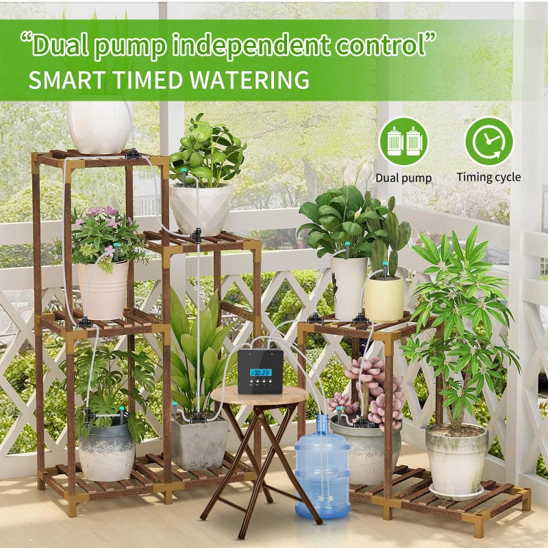 DAOTAILI Automatic Watering System for Potted Plants | Indoor Plant Waterer with Programmable Timer, Dual Self-Priming Pumps, Drip Irrigation Kit for Up to 20 Plants - Image 2
