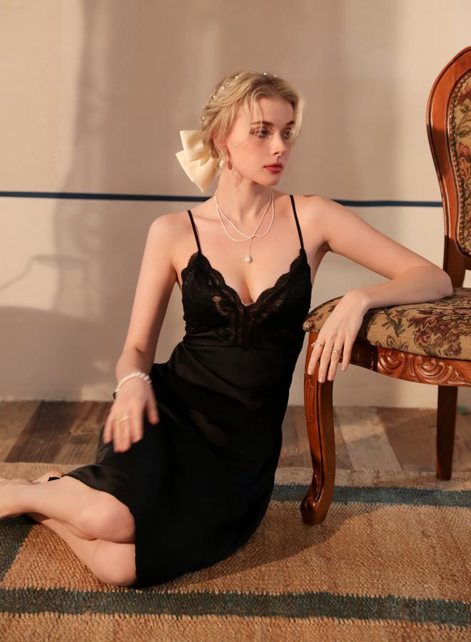 Take Two Black Lace Slip Dress - Image 3