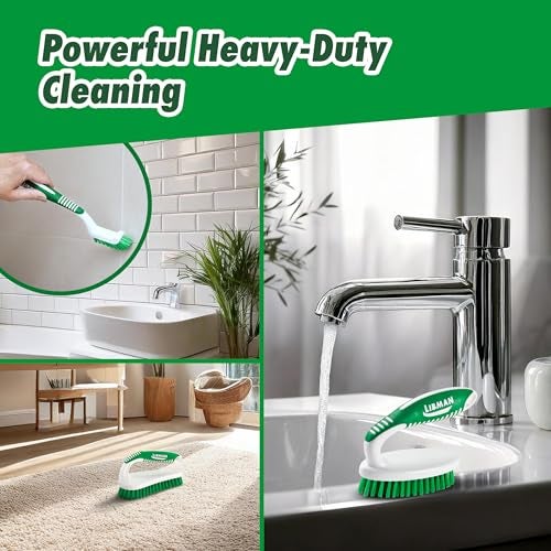 Libman طقم فرشاة تنظيف ليبمان - ثلاث فرش متينة مختلفة للجص، البلاط، الحمام، المطبخ. سهلة الاستخدام، ألياف قوية للتخلص من الفوضى الصعبة - عائلية مصنوعة في الولايات المتحدة الأمريكية، للجنسين، رقم 2406 - Image 5