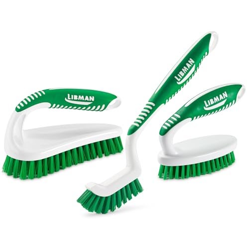 Libman طقم فرشاة تنظيف ليبمان - ثلاث فرش متينة مختلفة للجص، البلاط، الحمام، المطبخ. سهلة الاستخدام، ألياف قوية للتخلص من الفوضى الصعبة - عائلية مصنوعة في الولايات المتحدة الأمريكية، للجنسين، رقم 2406 - Image 1
