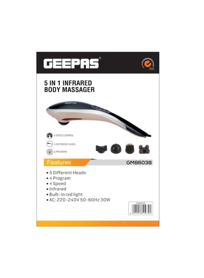 5-in-1 Infrared Body Massager with 5 Different Detachable Heads- GM86038, Black/Gold