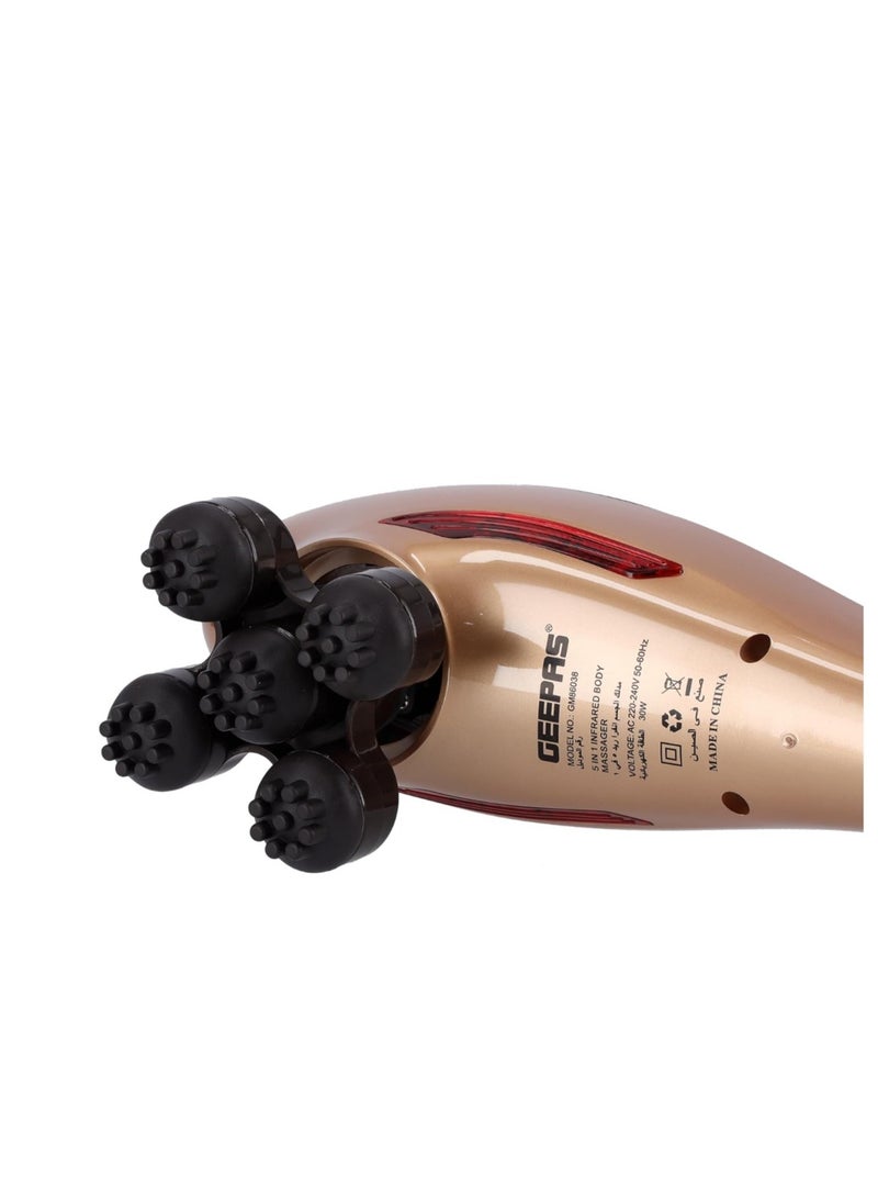 5-in-1 Infrared Body Massager with 5 Different Detachable Heads- GM86038, Black/Gold