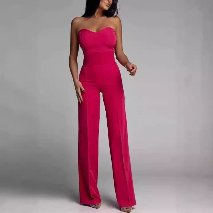 Spring Summer Sexy Off-Shoulder Jumpsuit Black - Image 4