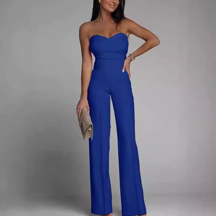Spring Summer Sexy Off-Shoulder Jumpsuit Black - Image 2