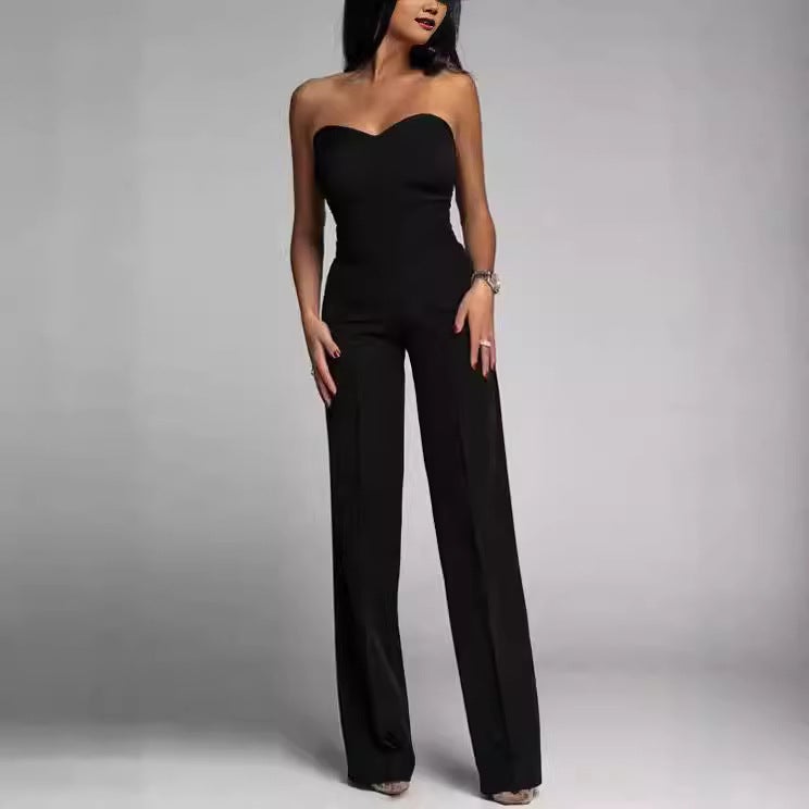 Spring Summer Sexy Off-Shoulder Jumpsuit Black - Image 5