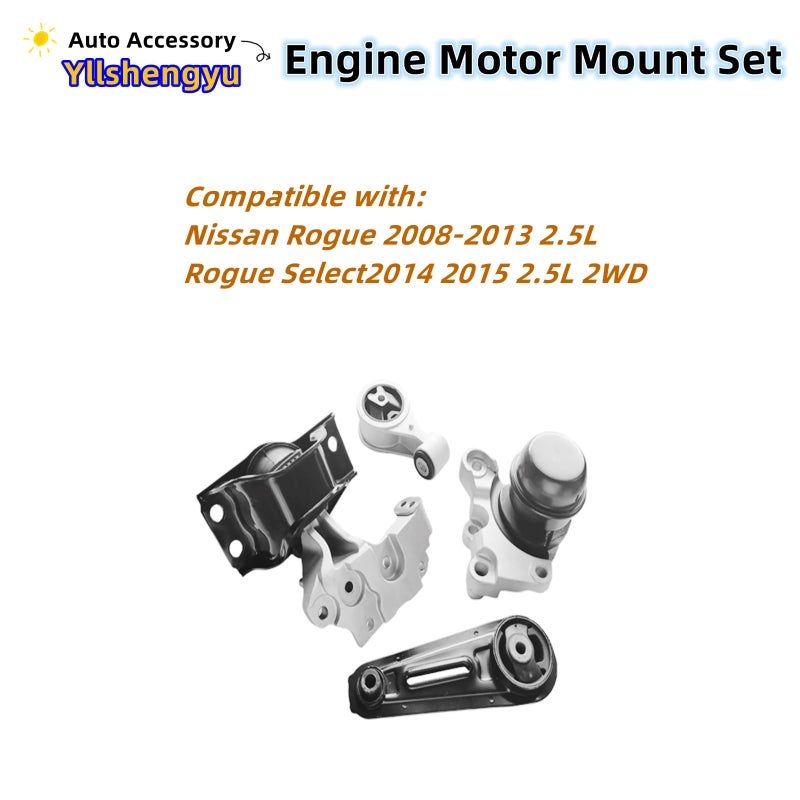Yllshengyu 4Pcs Engine Motor Mount Kit - Compatible with Nissan Rogue 2008-2013 & Rogue Select 2014-2015 2.5L 2WD, Replaces A7370 A7384 A4351 A4352 - Image 2