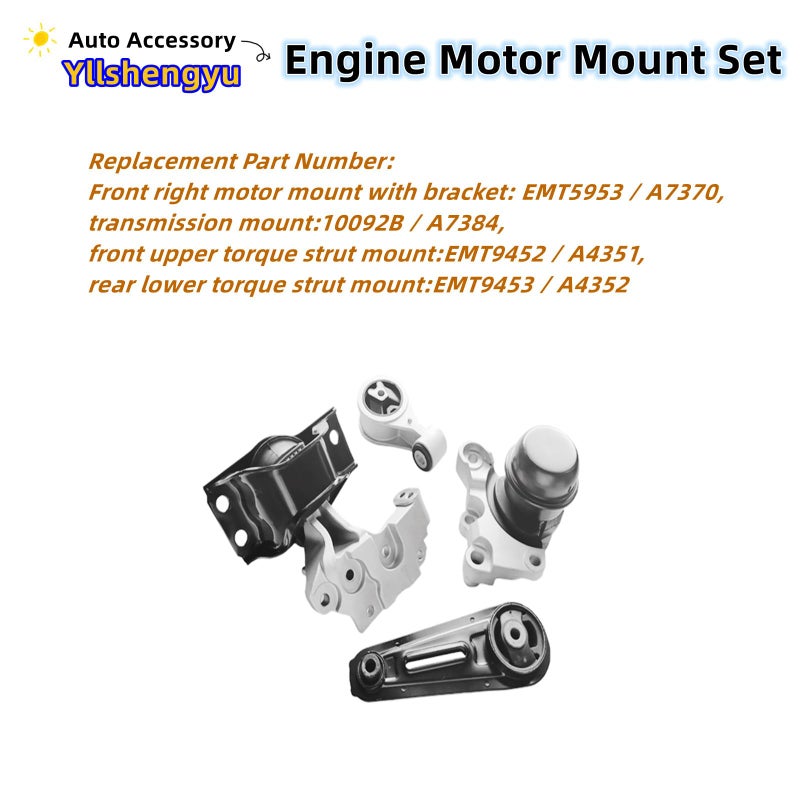 Yllshengyu 4Pcs Engine Motor Mount Kit - Compatible with Nissan Rogue 2008-2013 & Rogue Select 2014-2015 2.5L 2WD, Replaces A7370 A7384 A4351 A4352 - Image 3