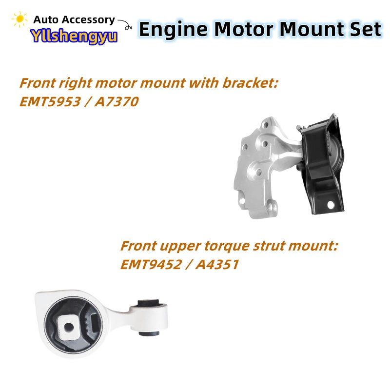 Yllshengyu 4Pcs Engine Motor Mount Kit - Compatible with Nissan Rogue 2008-2013 & Rogue Select 2014-2015 2.5L 2WD, Replaces A7370 A7384 A4351 A4352 - Image 4