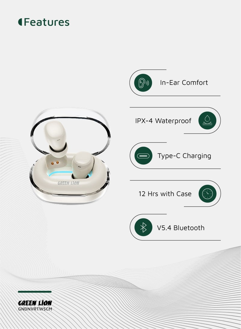 GREEN LION Denver True Wireless Earbuds with 3H Playtime & Voice Assistant / Bluetooth V5.4 / HiFi Sound / Built-in Microphone / IPX4 Waterproof - Beige - Image 2