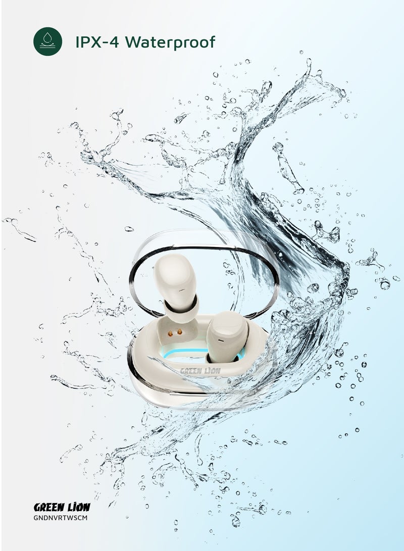 GREEN LION Denver True Wireless Earbuds with 3H Playtime & Voice Assistant / Bluetooth V5.4 / HiFi Sound / Built-in Microphone / IPX4 Waterproof - Beige - Image 5