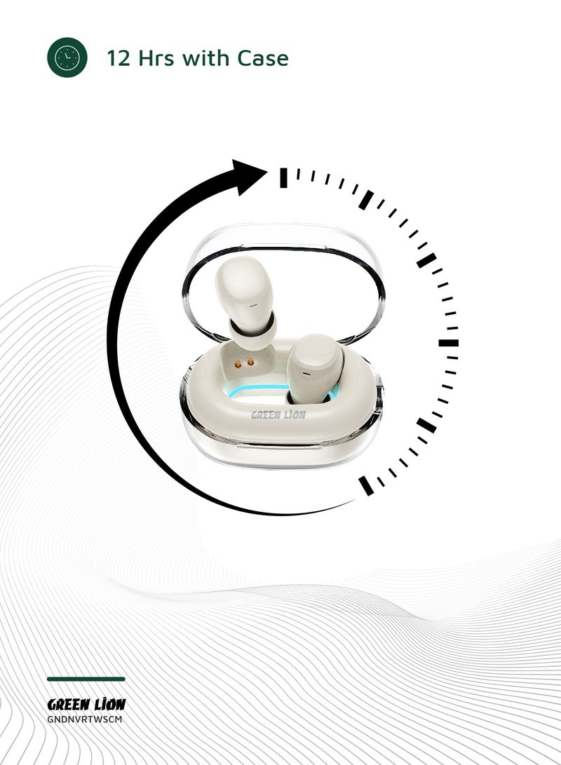 GREEN LION Denver True Wireless Earbuds with 3H Playtime & Voice Assistant / Bluetooth V5.4 / HiFi Sound / Built-in Microphone / IPX4 Waterproof - Beige - Image 3