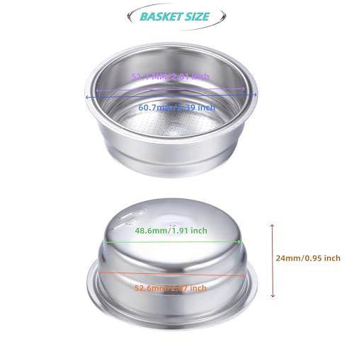 LAUCIPPOS Coffee Filter Basket Compatible With Delonghi Espresso machines ECO311 La Specialista EC9355/EC9155/EC9665/EC9865 - Stainless Steel Pressurized Dual wall two shot accessory (2 CUP) - Image 2