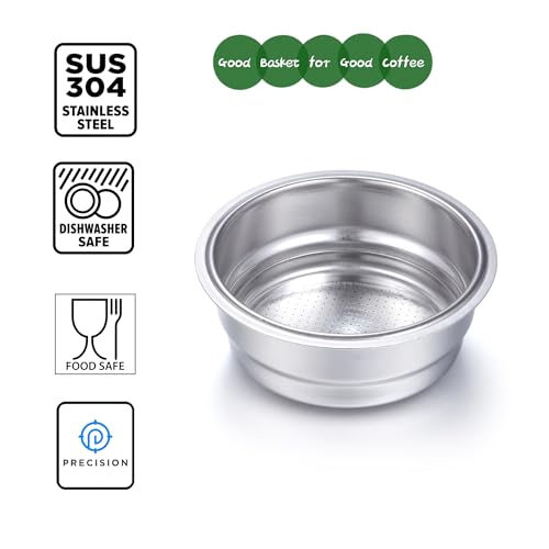 LAUCIPPOS Coffee Filter Basket Compatible With Delonghi Espresso machines ECO311 La Specialista EC9355/EC9155/EC9665/EC9865 - Stainless Steel Pressurized Dual wall two shot accessory (2 CUP) - Image 3