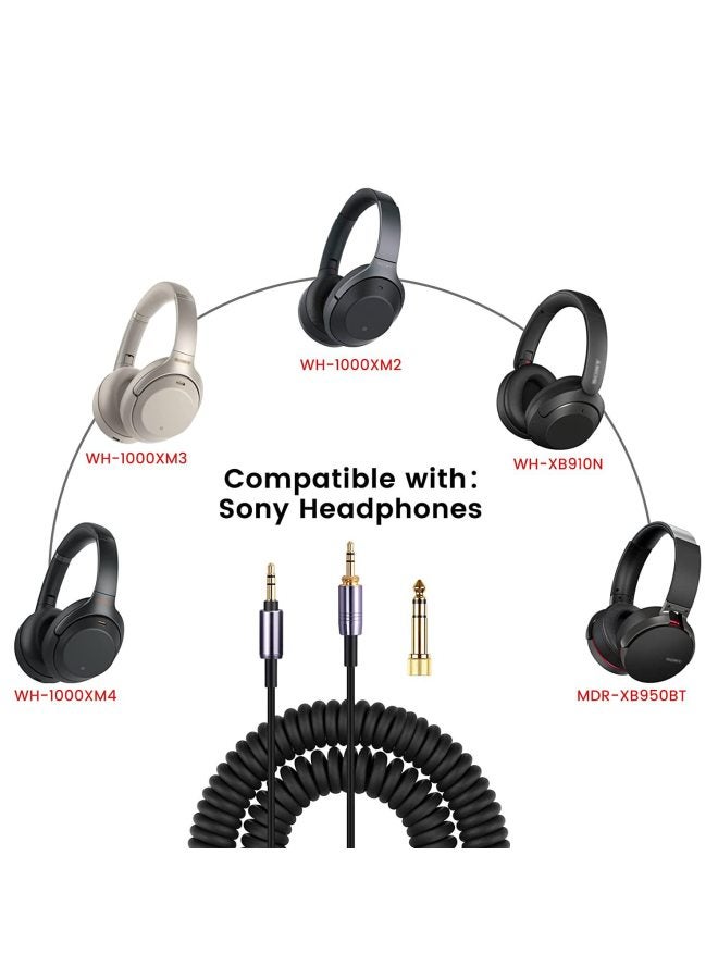 Suitable For Sony Earphone Cable WH-1000XM3 XM2 XM4/H900N H800 Spring Audio Wire-Colour:Black-Length:1.5m  - Image 2