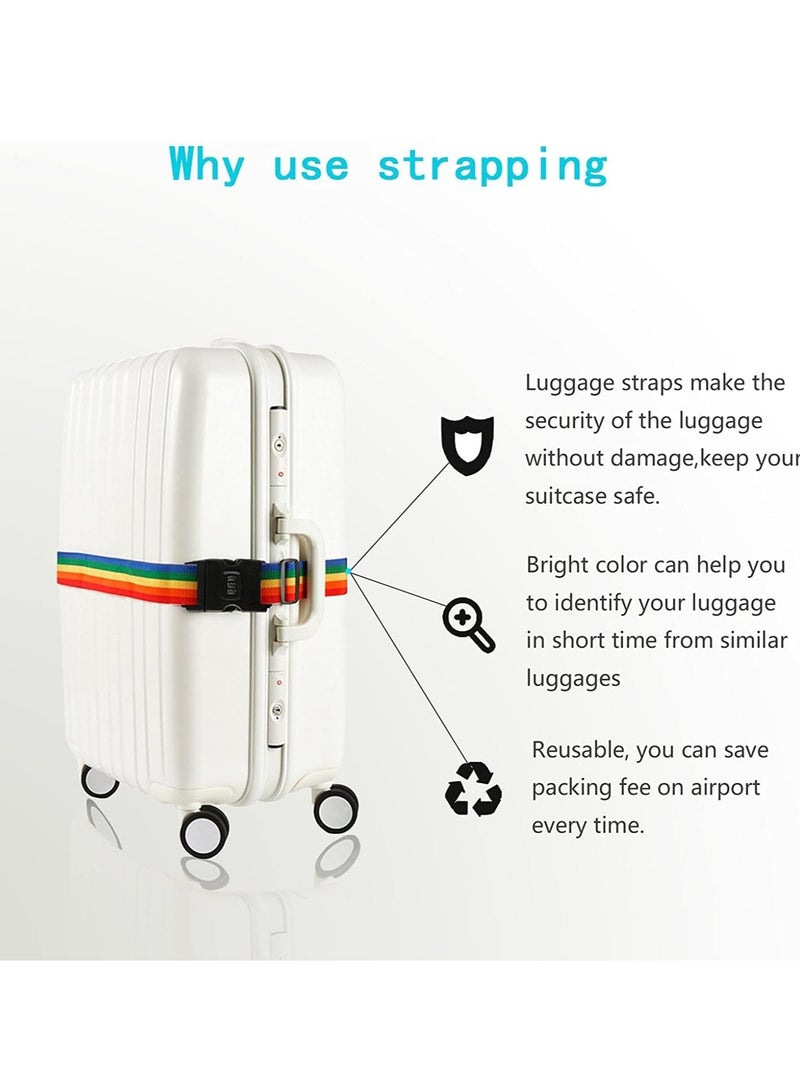 SOLARAE Luggage Strap Suitcase Belts Lockable Adjustable Travel Packing Belt Baggage Security Straps with Password Lock Clip and 2 Pcs Luggage Tags Labels Identifier 2 Pcs - Image 3