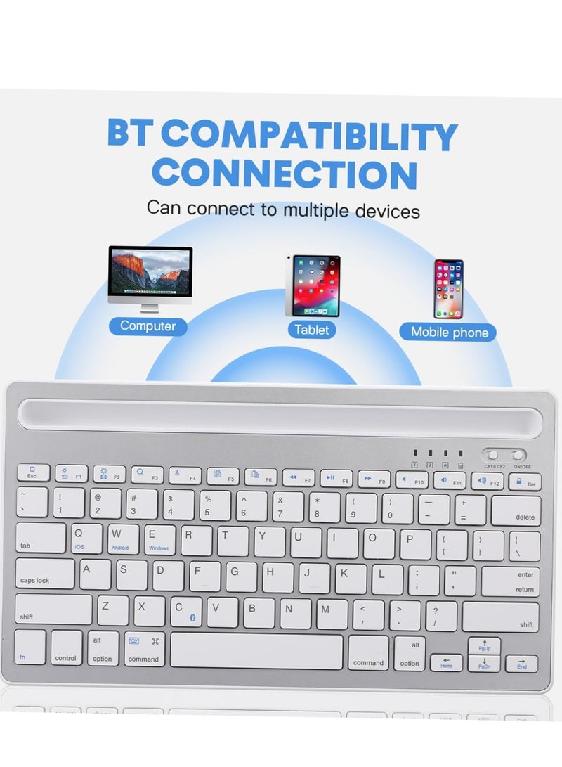 کال استار لوحة مفاتيح HK-260 نحيفة وقابلة لإعادة الشحن، محمولة وبلوتوث لاسلكية + فأرة RGB لاسلكية إضافية، لوحة مفاتيح صغيرة تحتوي على 78 مفتاحًا، بمنفذ USB-C، تدعم تعدد الأجهزة، ومتوافقة مع أنظمة Windows وmacOS وAndroid وiOS — مثالية للاستخدام في المنزل والمكتب. - Image 4