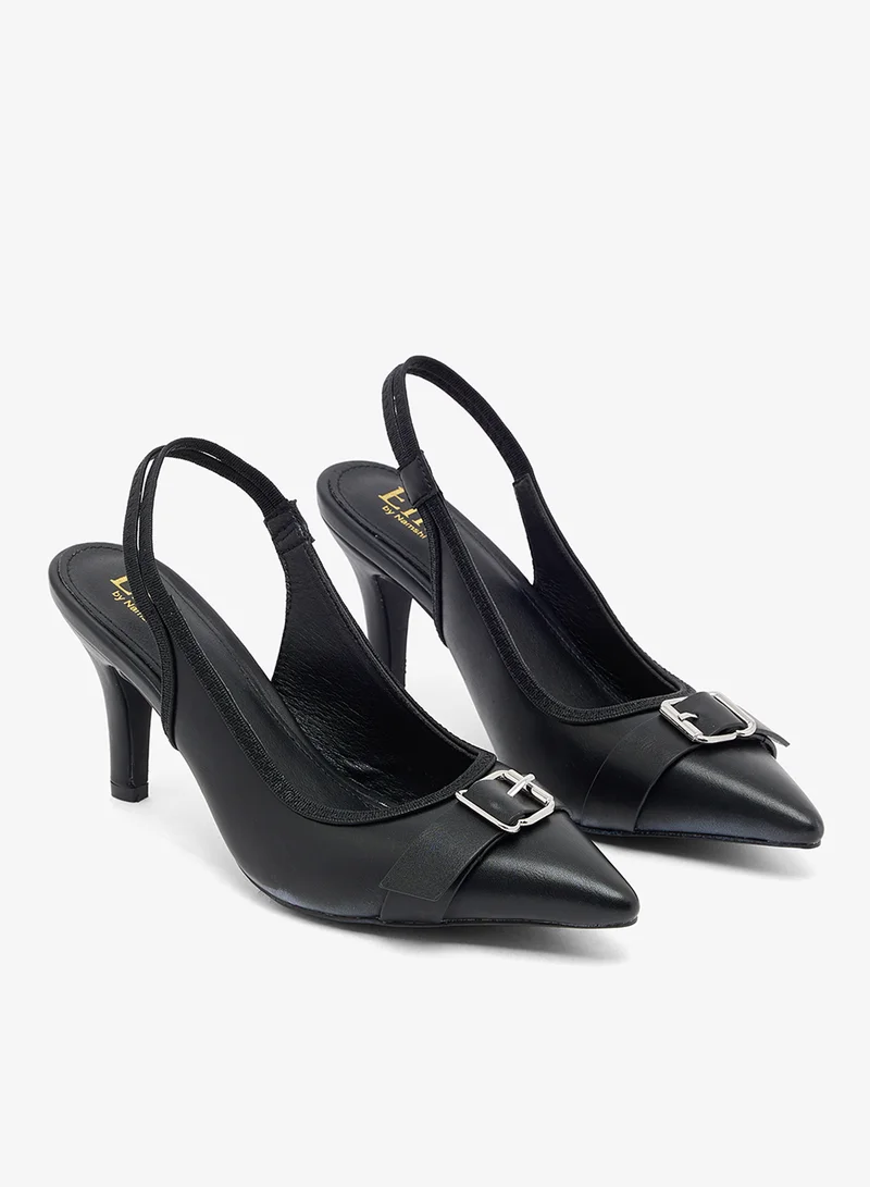 ELLA Black black pu sling back with silver buckle detai for Women | Best Price UAE
