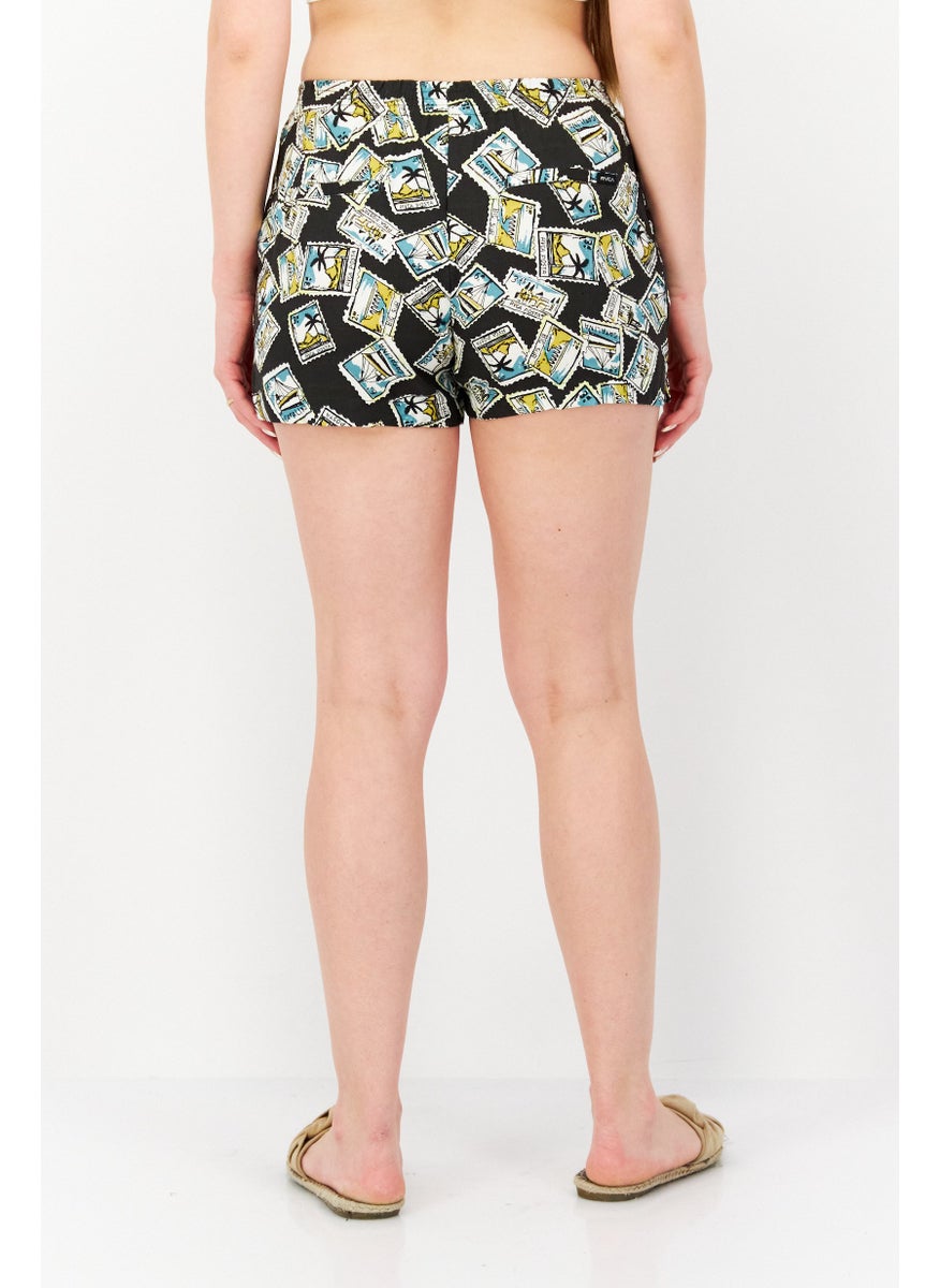rvca Women Allover Print Basic Short, Black Combo  - Image 3