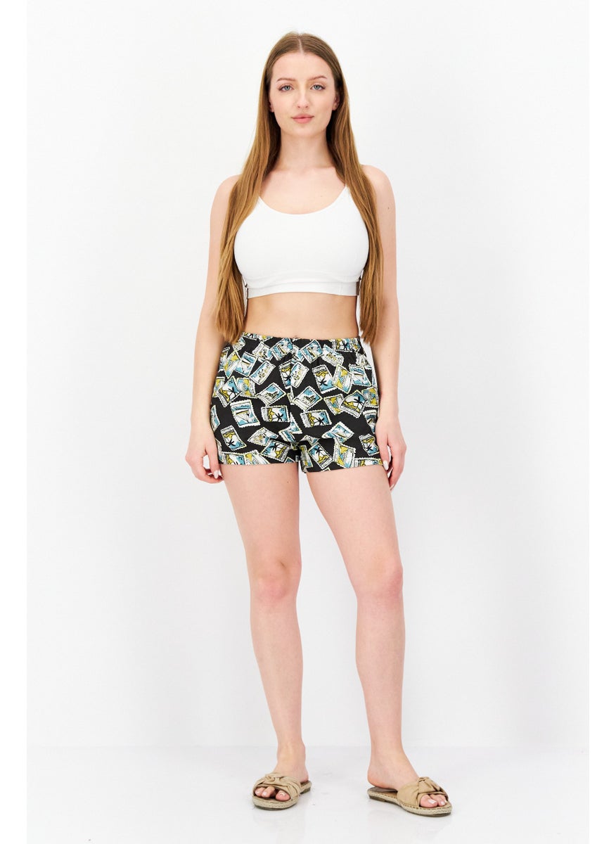 rvca Women Allover Print Basic Short, Black Combo  - Image 4