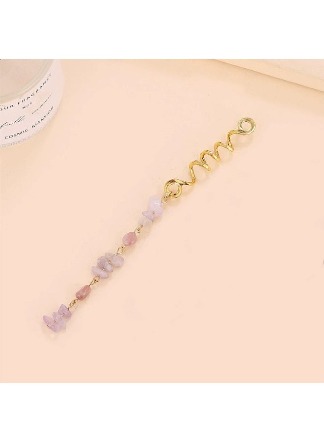 Goolsky 2pcs Stylish Retro Stone Pendant Hair Jewelry for Braids, Dreadlocks, and Locs - Perfect Accessory for Women's Hair (1pc Long and 1pc Short) - Image 2