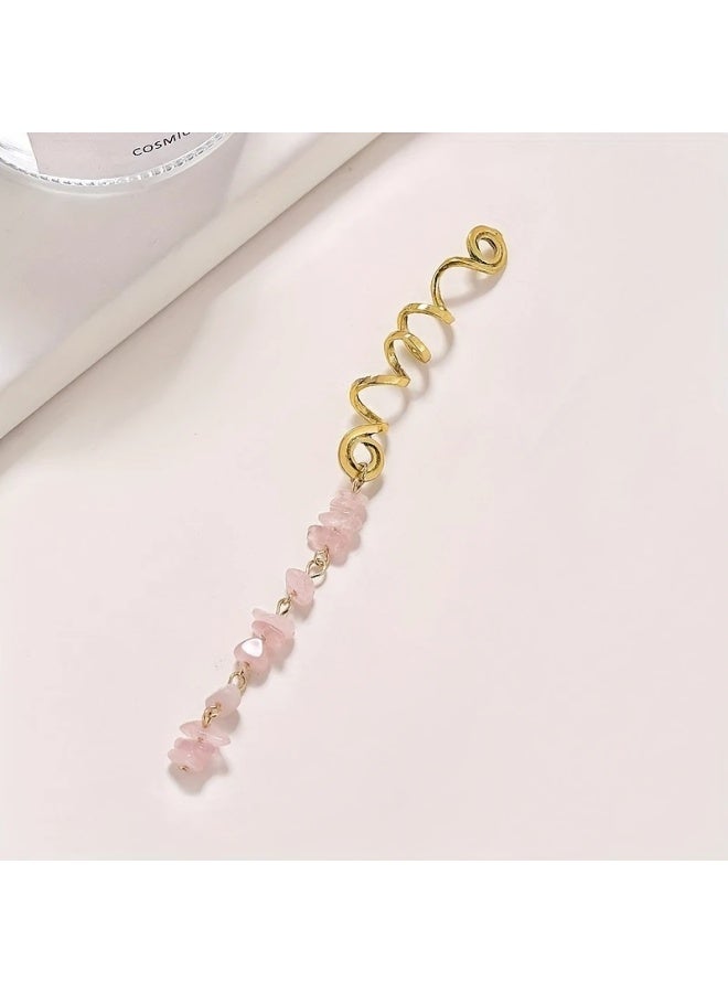 Goolsky 2pcs Stylish Retro Stone Pendant Hair Jewelry for Braids, Dreadlocks, and Locs - Perfect Accessory for Women's Hair (1pc Long and 1pc Short) - Image 4