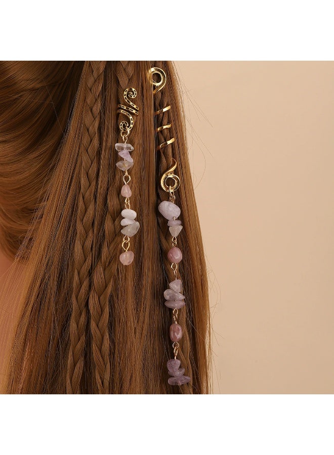 Goolsky 2pcs Stylish Retro Stone Pendant Hair Jewelry for Braids, Dreadlocks, and Locs - Perfect Accessory for Women's Hair (1pc Long and 1pc Short) - Image 3